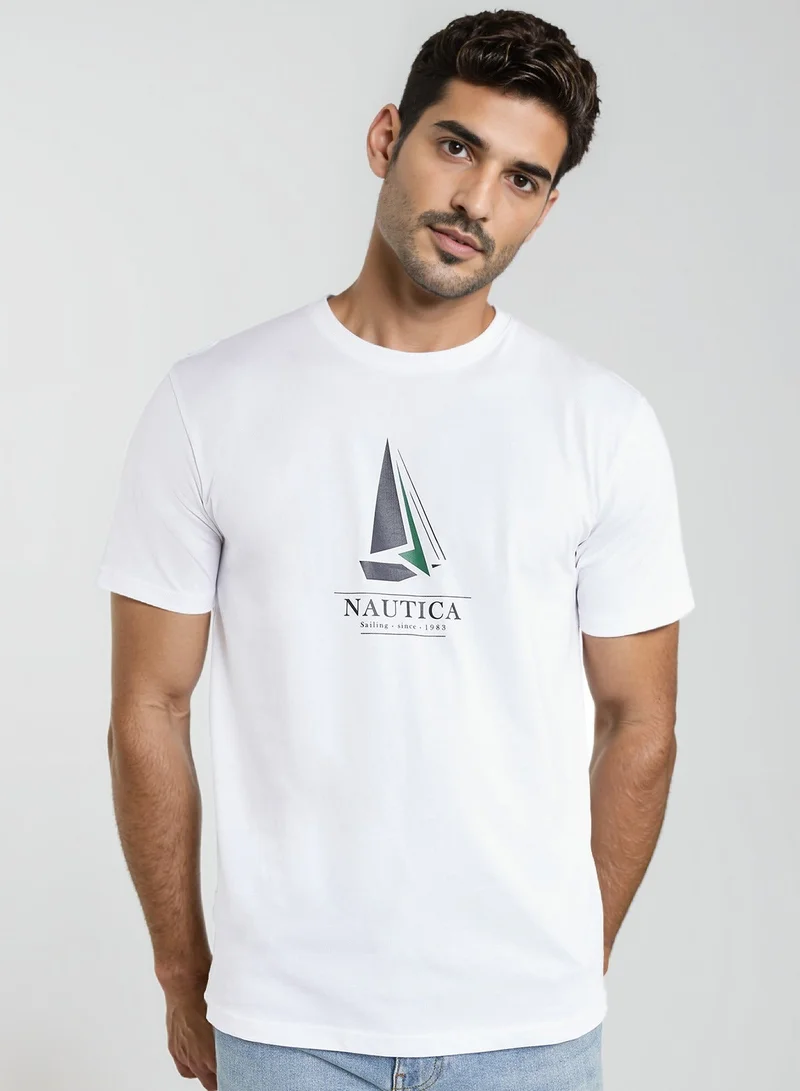 NAUTICA Graphic Regular Fit Premium Cotton Crew Neck T-shirt