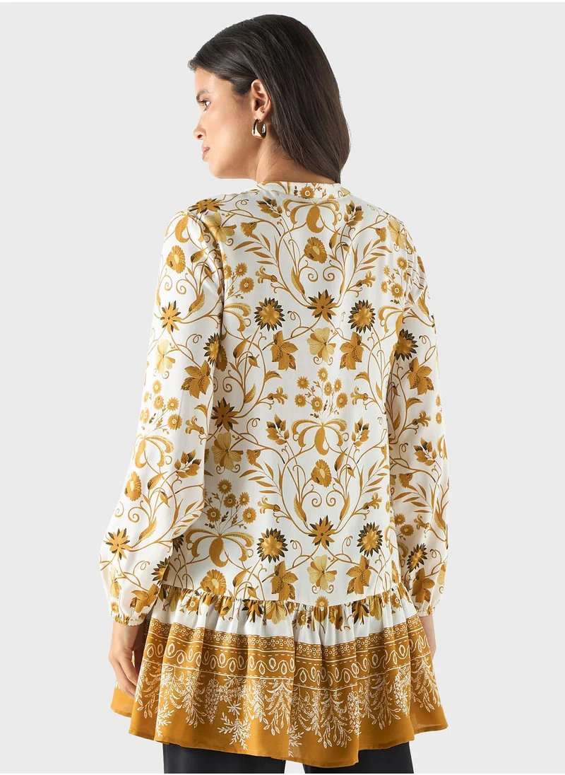 تواكستريمز Tiered Floral Print Tunic