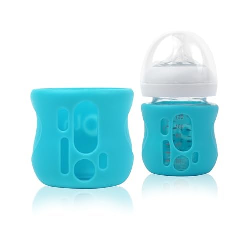 Olababy Silicone Sleeve for Avent Natural Glass Baby Bottles (4 oz, Blue) - Image 1