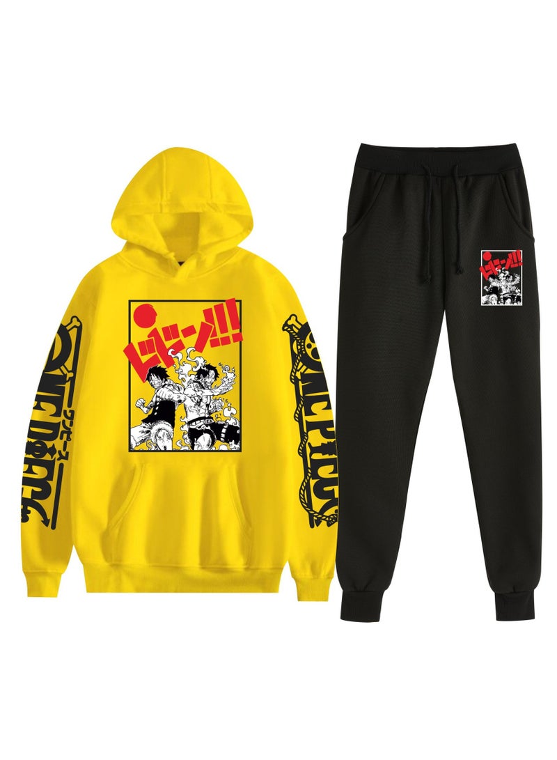 KUYING New One Piece Casual Loose Hooded Sweatshirt And Pants Set  - Image 1