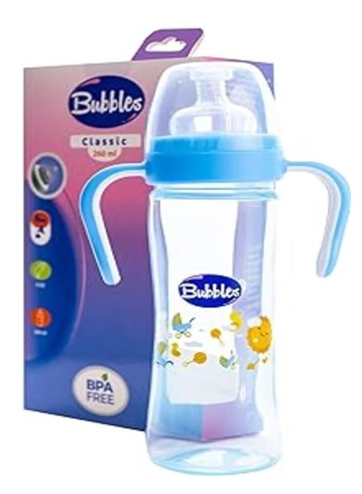 بابلز زجاجة رضاعة بابلز كلاسيك 270 مل مع يد - أزرق