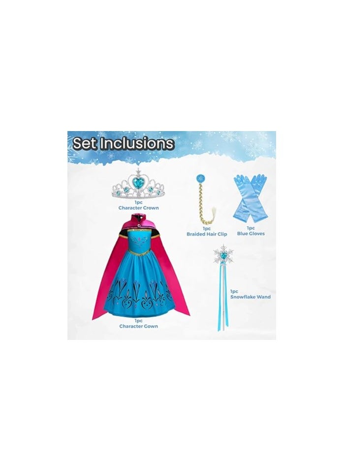 Home Smart Home Smart Girls Queen Princess Costume Dress Blue & Red Party Cosplay Outfit Performance Dress with Accessories for Birthday Gift  - Image 2