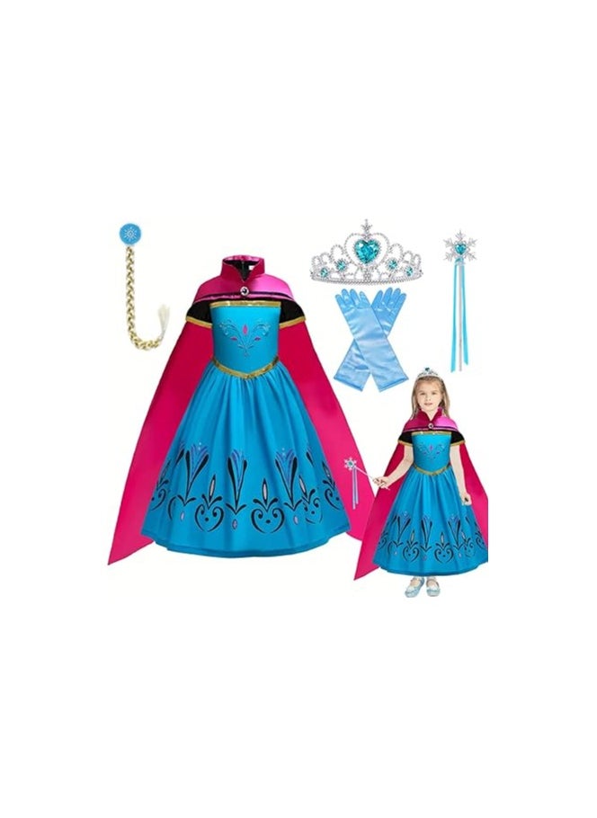 Home Smart Home Smart Girls Queen Princess Costume Dress Blue & Red Party Cosplay Outfit Performance Dress with Accessories for Birthday Gift  - Image 1