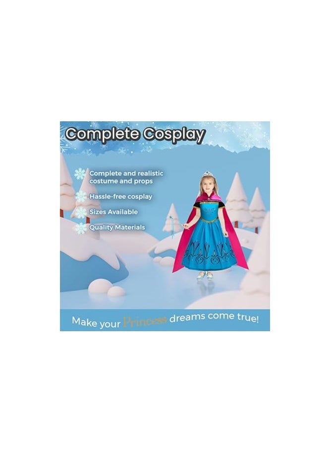 Home Smart Home Smart Girls Queen Princess Costume Dress Blue & Red Party Cosplay Outfit Performance Dress with Accessories for Birthday Gift  - Image 4