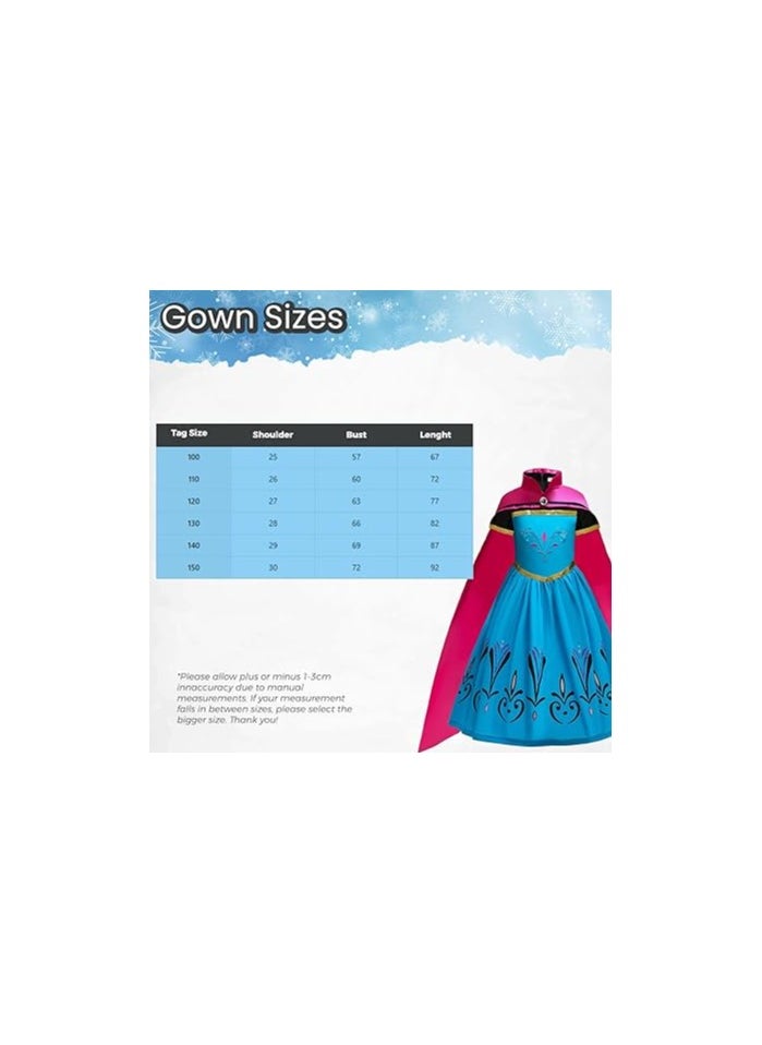 Home Smart Home Smart Girls Queen Princess Costume Dress Blue & Red Party Cosplay Outfit Performance Dress with Accessories for Birthday Gift  - Image 3
