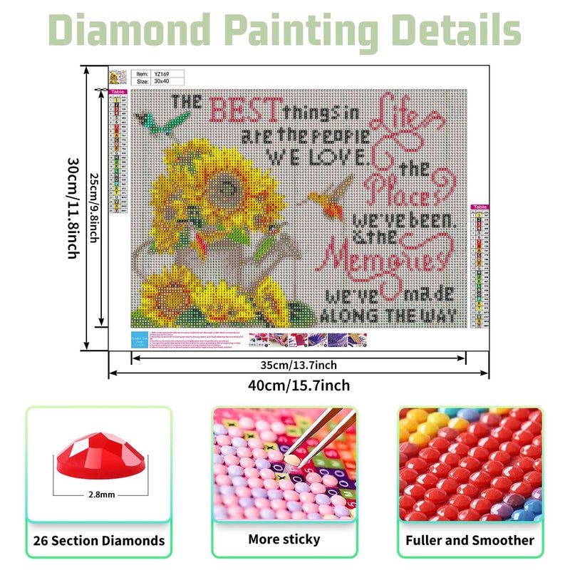 Mandun 6 Pack Inspirational Diamond Painting Kits for Adults, Diamond Art Kits for Adults, DIY 5D Diamond Painting Kits for Beginners Home Wall Decor 12x16inch - Image 2