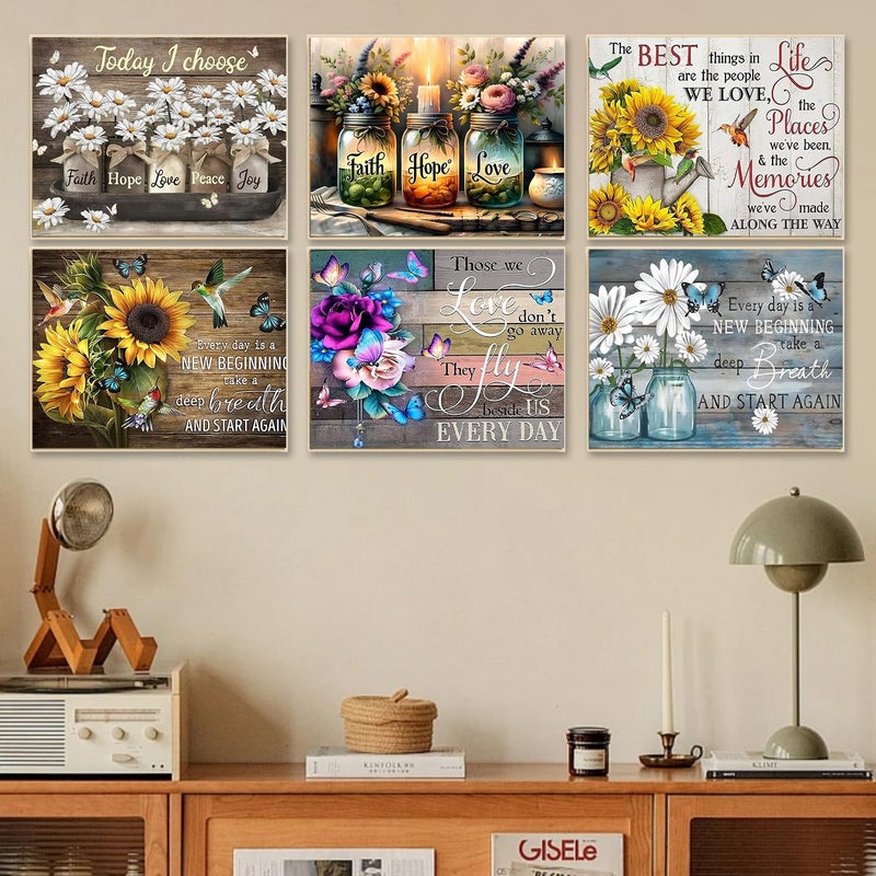 Mandun 6 Pack Inspirational Diamond Painting Kits for Adults, Diamond Art Kits for Adults, DIY 5D Diamond Painting Kits for Beginners Home Wall Decor 12x16inch - Image 3