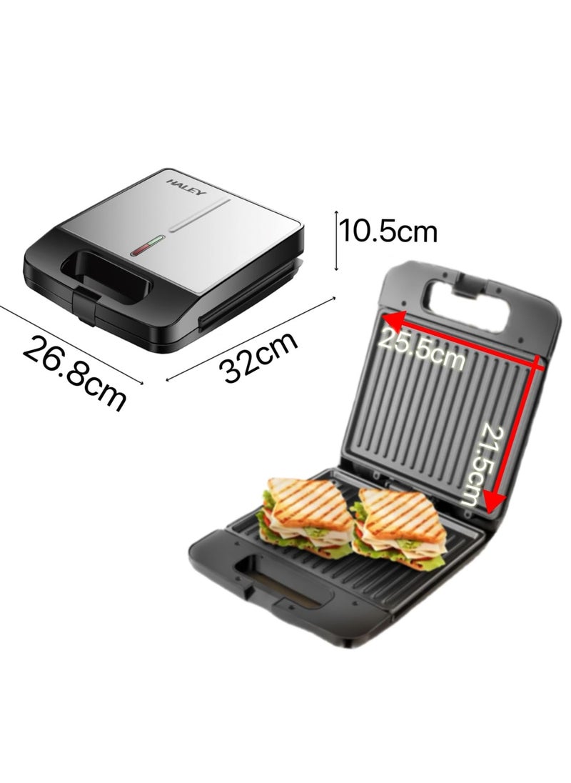 Haley - HALEY big Sandwich Maker Grill & Toaster Electric 1400W |Standard Size Fits 4 Bread Slice, 2 Years Warranty.HY1030 (1400W) - Image 1