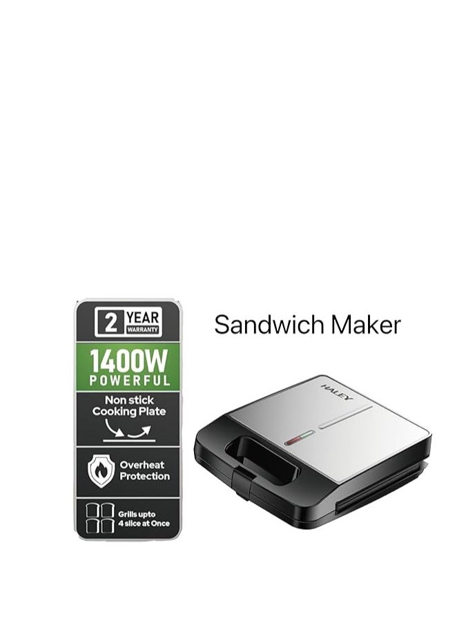 Haley - HALEY big Sandwich Maker Grill & Toaster Electric 1400W |Standard Size Fits 4 Bread Slice, 2 Years Warranty.HY1030 (1400W) - Image 1