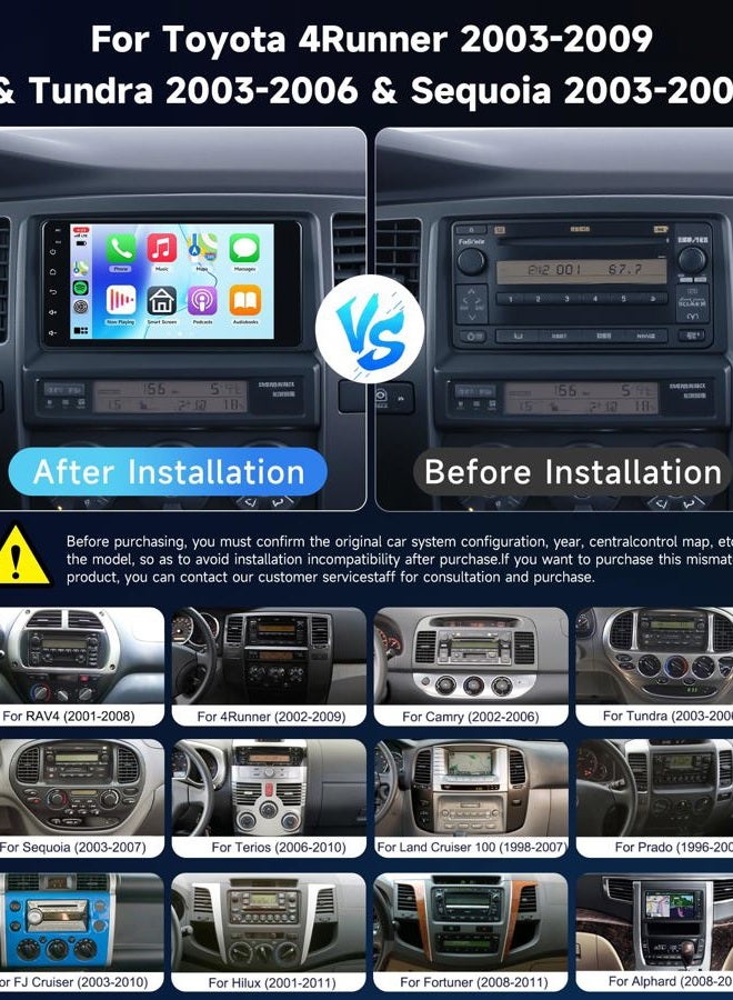 METEESER 2+64G Car Stereo Radio for Toyota 4Runner 2003-2009,for Tundra 2003-2006, for Sequoia 2003-2007 Wireless Carplay/Android Auto,Android 7“ IPS DSP GPS WiFi BT FM Mirror Link Backup Camera - Image 2