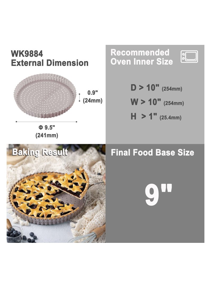 chefmade 9.5 Inch Round Tart Pan with Holes Removable Loose Bottom - Image 2