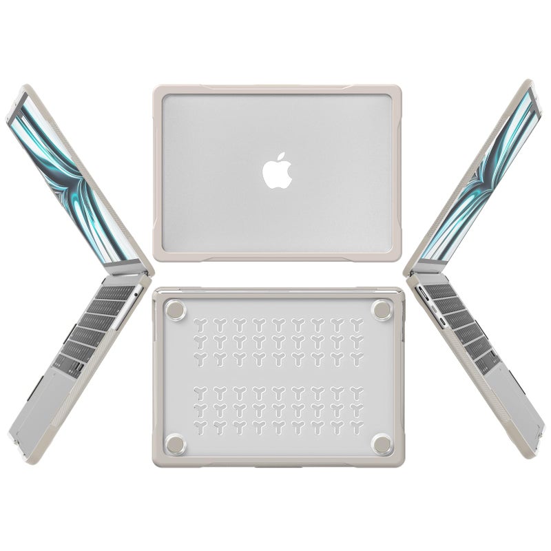 Batianda Ultimate Protection Case For M3 Macbook Air 13.6 Inch 2022 2023 2024 Model A2681/A3113 Matte Carbon Fiber Edges Shockproof Anti-Scratch And Anti-Fingerprint With Keyboard Cover  Rock Gray - Image 2