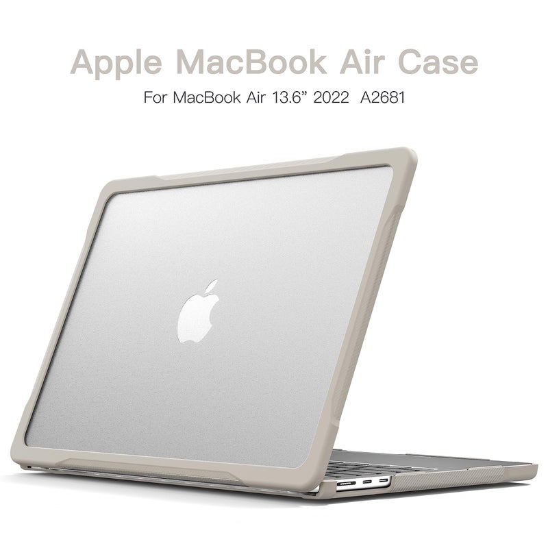 Batianda Ultimate Protection Case For M3 Macbook Air 13.6 Inch 2022 2023 2024 Model A2681/A3113 Matte Carbon Fiber Edges Shockproof Anti-Scratch And Anti-Fingerprint With Keyboard Cover  Rock Gray - Image 3