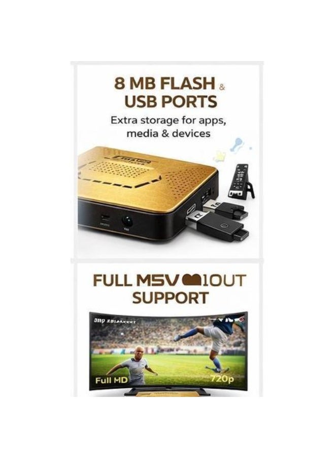 SENATOR 111 MAX Satellite Receiver, Full HD 1080p, Built-in WiFi, Bluetooth Remote, 4 Years Server Support, PVR Recording, Gold/Black - Image 5