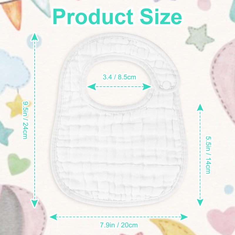 Accmor Muslin Baby Bibs, 6 Pack Soft Cotton Baby Bandana Drool Bibs for Boys Girls Teething and Drooling, White - Image 3