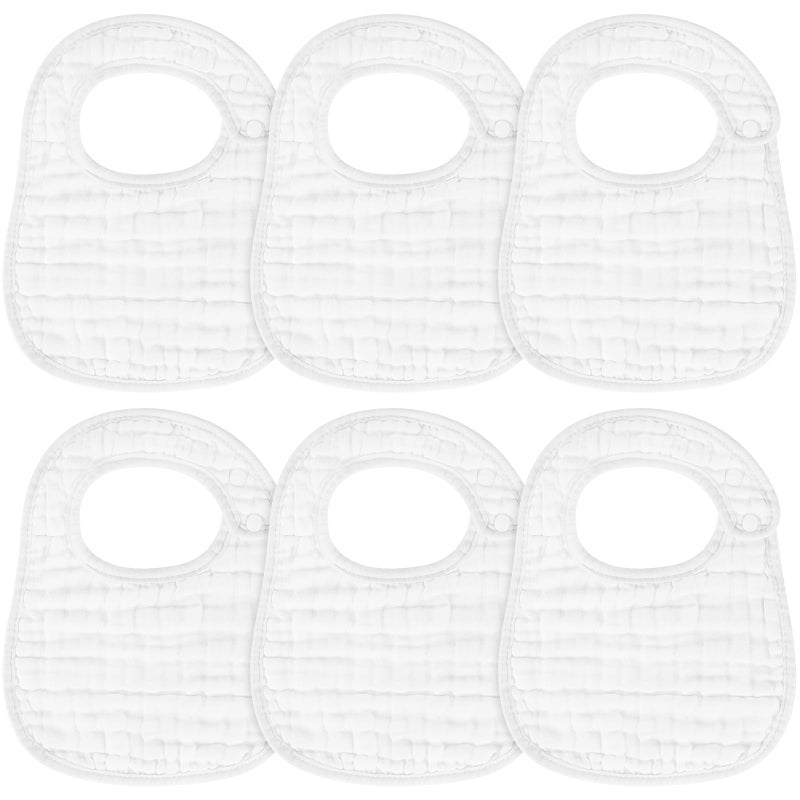 Accmor Muslin Baby Bibs, 6 Pack Soft Cotton Baby Bandana Drool Bibs for Boys Girls Teething and Drooling, White - Image 1