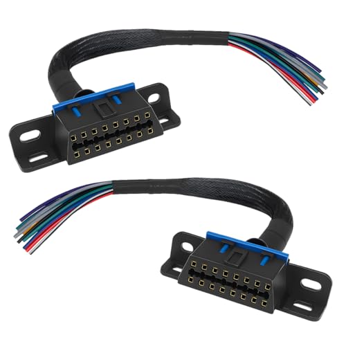 KPFILEH OBD2 J1962F Female to Open Pigtail Cable with Mount Bracket 1FT30CM 16PIN Connector with OBDII Braided Dash Port Pigtail Fixed Wire Harness Fit for OBDII Port Replacement Cable2PCS - Image 1