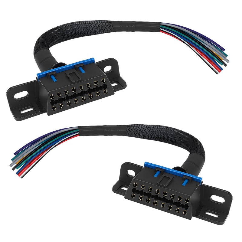 KPFILEH OBD2 J1962F Female to Open Pigtail Cable with Mount Bracket 1FT30CM 16PIN Connector with OBDII Braided Dash Port Pigtail Fixed Wire Harness Fit for OBDII Port Replacement Cable2PCS - Image 3