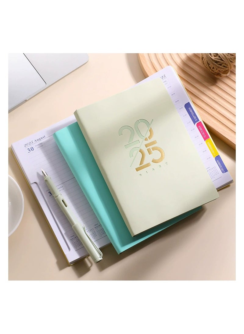 Generic 2025 Planner Diary Notebook Academic Calendar Monthly Weekly Daily Planner A5 Lined Leather Hardcover Notebook Premium Thick Paper Suitable for Office Home School Writing Staff Student Gift  - Image 3