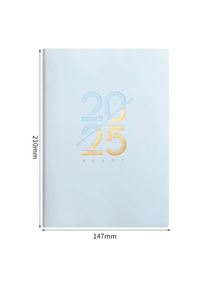 Generic 2025 Planner Diary Notebook Academic Calendar Monthly Weekly Daily Planner A5 Lined Leather Hardcover Notebook Premium Thick Paper Suitable for Office Home School Writing Staff Student Gift  - Image 1