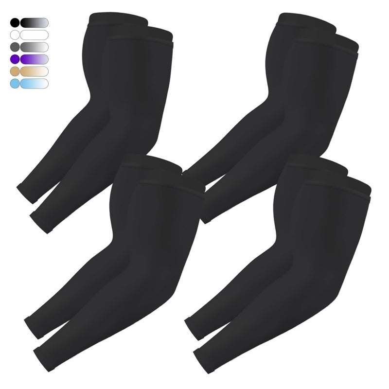 Feeke Arm Sleeves for Men and Women, UV Protection Cooling Arm Sleeves, 4-Pairs Anti-Slip Compression Sun Sleeves - Image 1