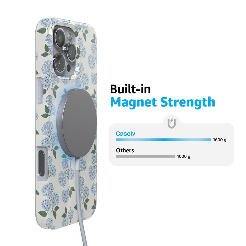 Casely iPhone 16 Pro Case | Nantucket Cottage | Blue Hydrangea | Compatible with MagSafe | Classic Ultra Slim Design - Image 3