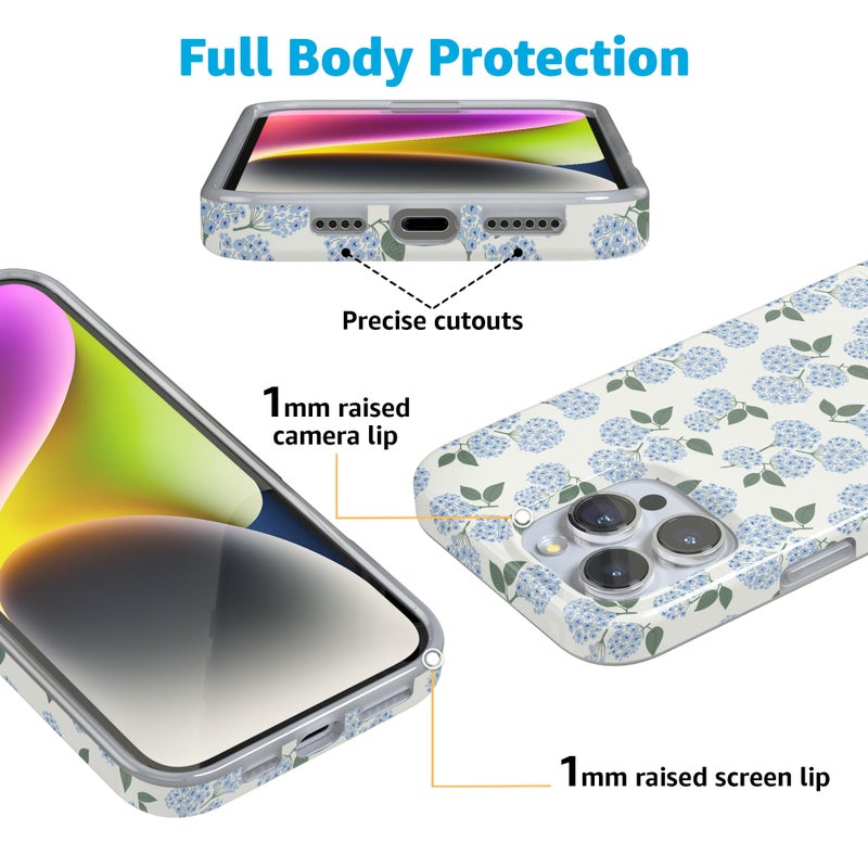 Casely iPhone 16 Pro Case | Nantucket Cottage | Blue Hydrangea | Compatible with MagSafe | Classic Ultra Slim Design - Image 2