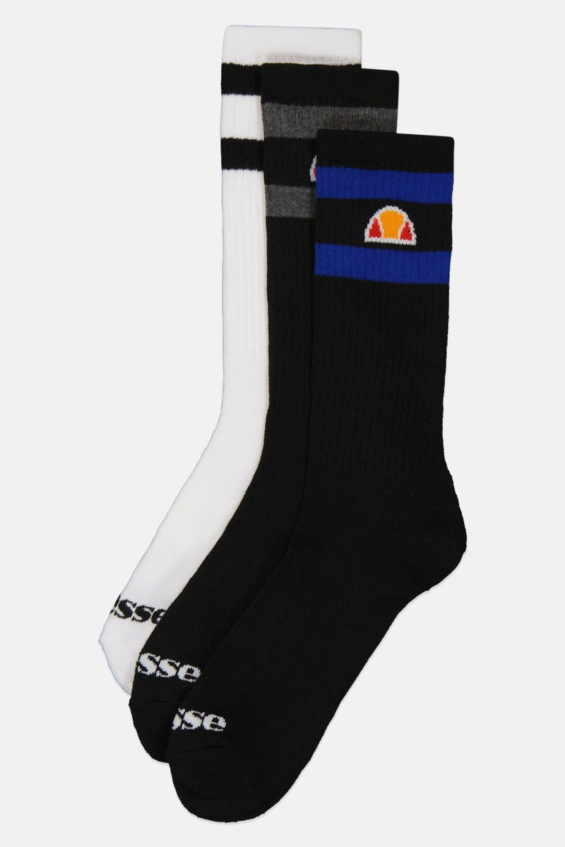 Ellesse Men 3 Pairs Brand Logo Crew Socks, Multicolor - Image 1