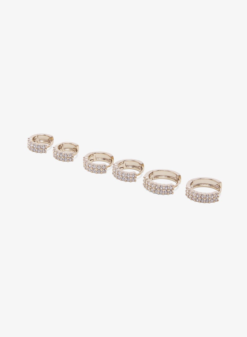 ELLA 3PK Rhinestone Embellished Loop Earrings - Image 1