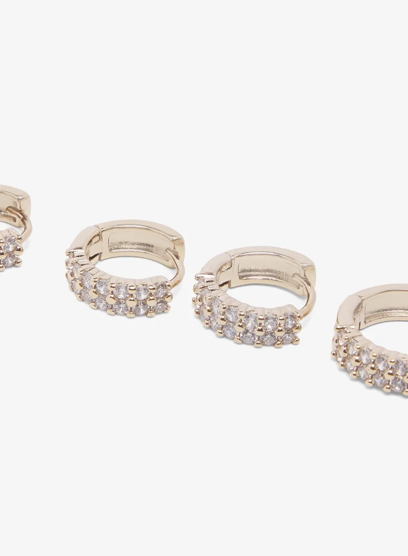 Ella  3PK Rhinestone Embellished Loop Earrings for Women | Best Price UAE