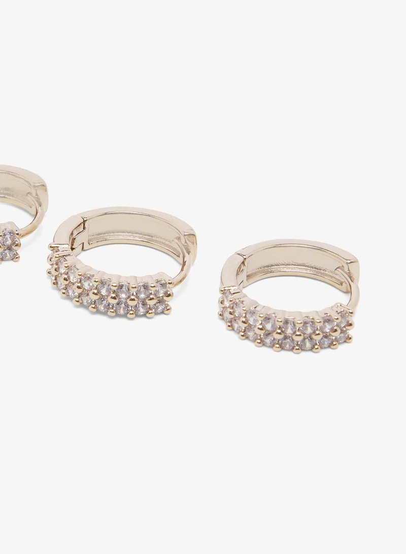 Ella  3PK Rhinestone Embellished Loop Earrings for Women | Best Price UAE