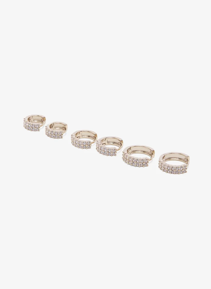 ELLA 3PK Rhinestone Embellished Loop Earrings