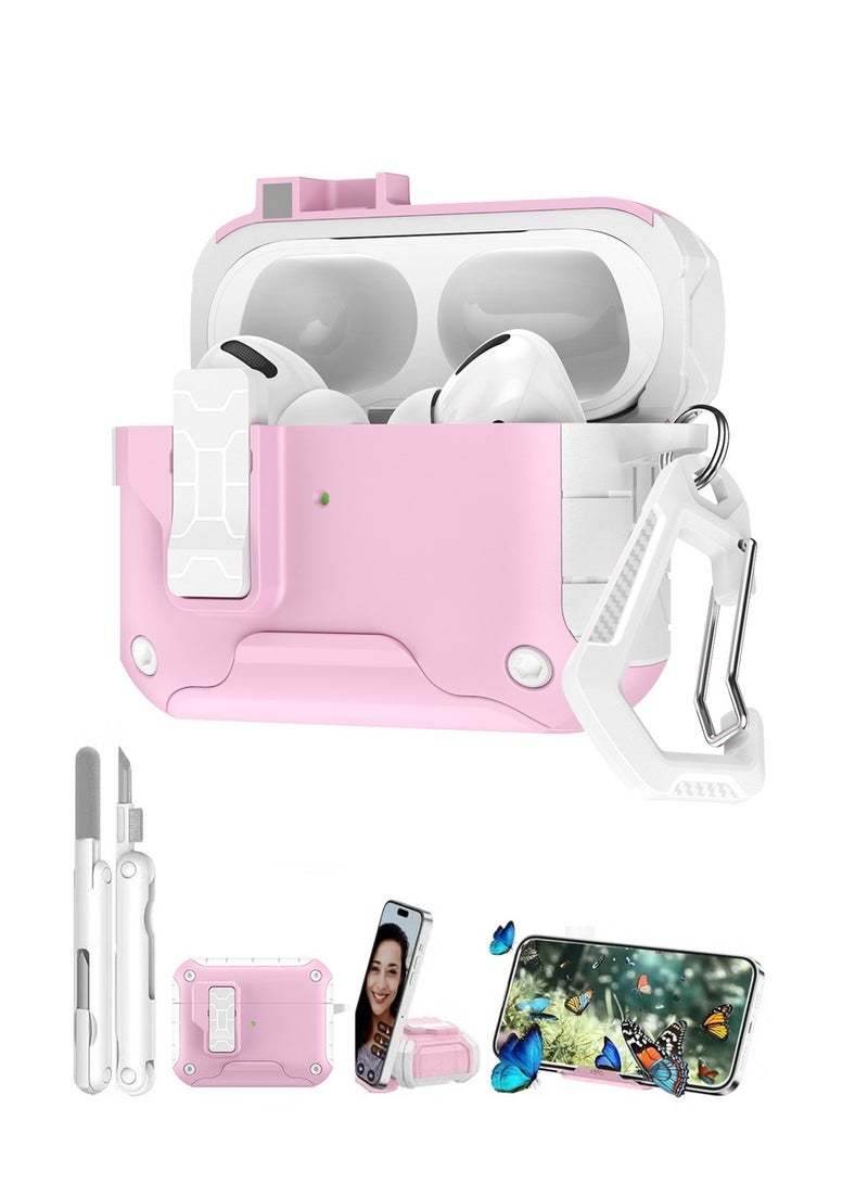 بولوز لـ AirPods Pro 3 Case 2025 ، مع قفل السلامة ووقف الهاتف لـ AirPods Pro الجيل الثالث غطاء الحالة مع نظافة وسلسلة المفاتيح ، مقاومة للصدمات ومكافحة الخدش ، مفتوح تلقائيًا ، متوافق مع MagSafe - Image 1