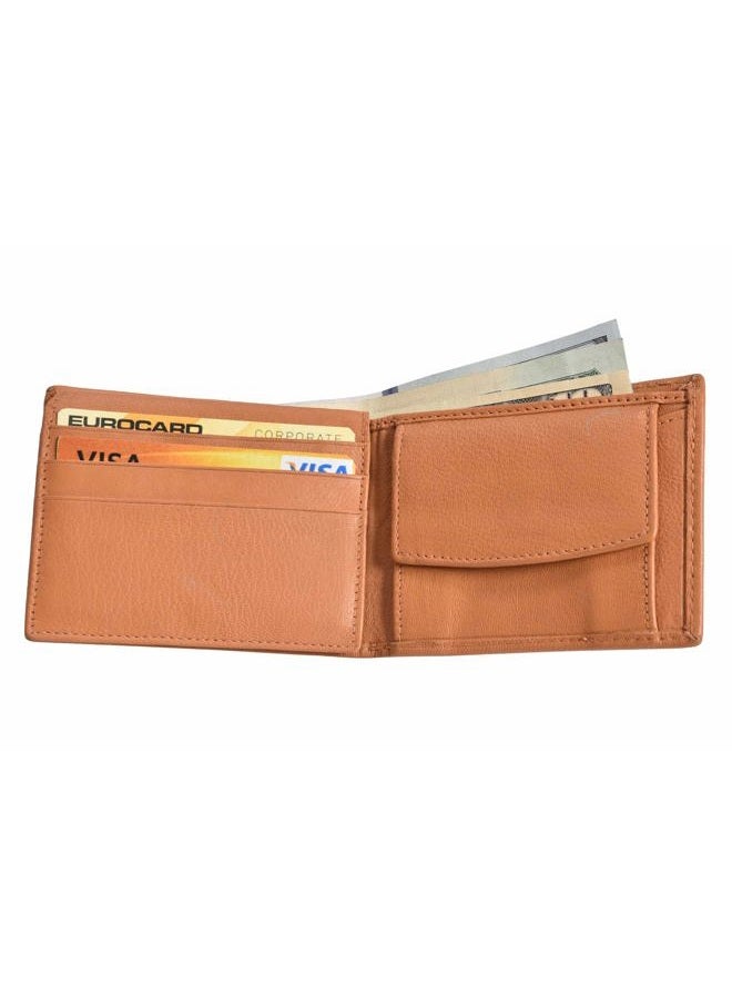 LB LEATHERBOSS Boys Slim Compact Flap Id and Coin Pocket Bifold Wallet, Tan, 3.3/4" x 3", Bifold Wallet - Image 1