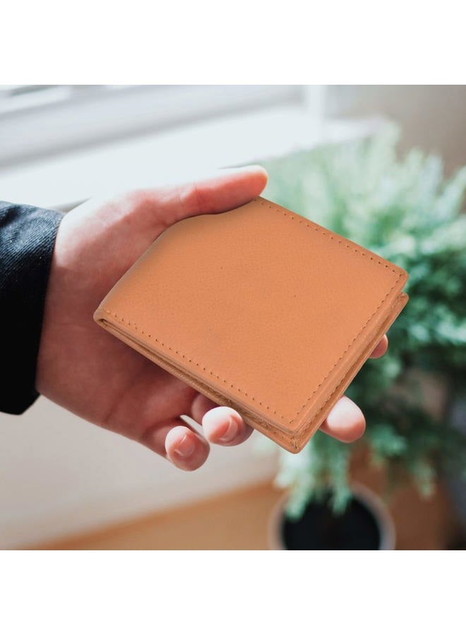 LB LEATHERBOSS Boys Slim Compact Flap Id and Coin Pocket Bifold Wallet, Tan, 3.3/4" x 3", Bifold Wallet - Image 3