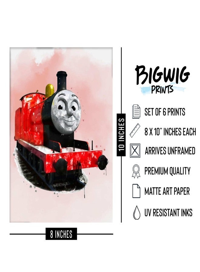 BigWig Prints مجموعة ملصقات قطار توماس من BigWig Prints - ملصقات قطار بيرسي وتوماس وأصدقائه، ديكور حائط قطار توماس، ديكور عيد ميلاد قطار توماس، ديكور حائط قطار، فن بيرسي وتوماس - 6 قطع (8x10) بدون إطار - Image 2