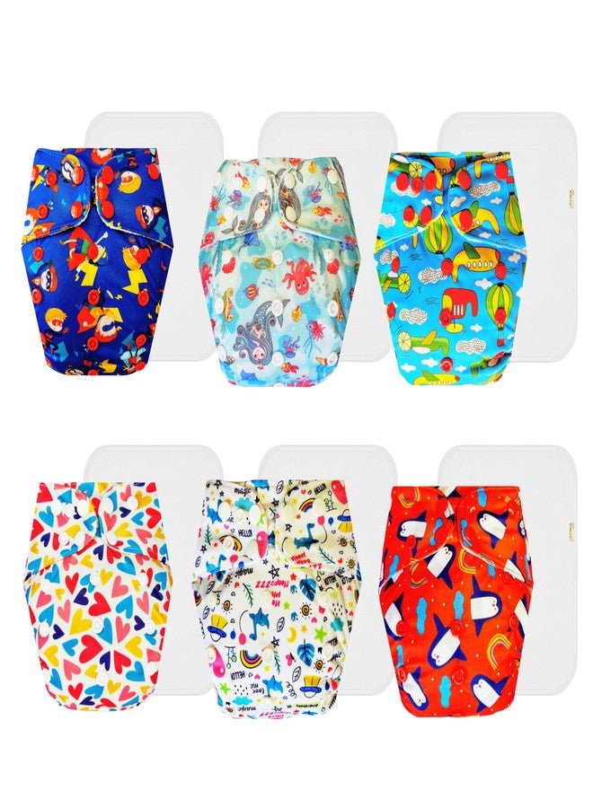 Dumbledo Premium Cloth Diaper with Cotton Insert (Pack of 6) | Hypoallergenic | Leakproof | Quick Dry | All-Day Wear | 3 Months - 3 Years | Unisex Baby - Image 1