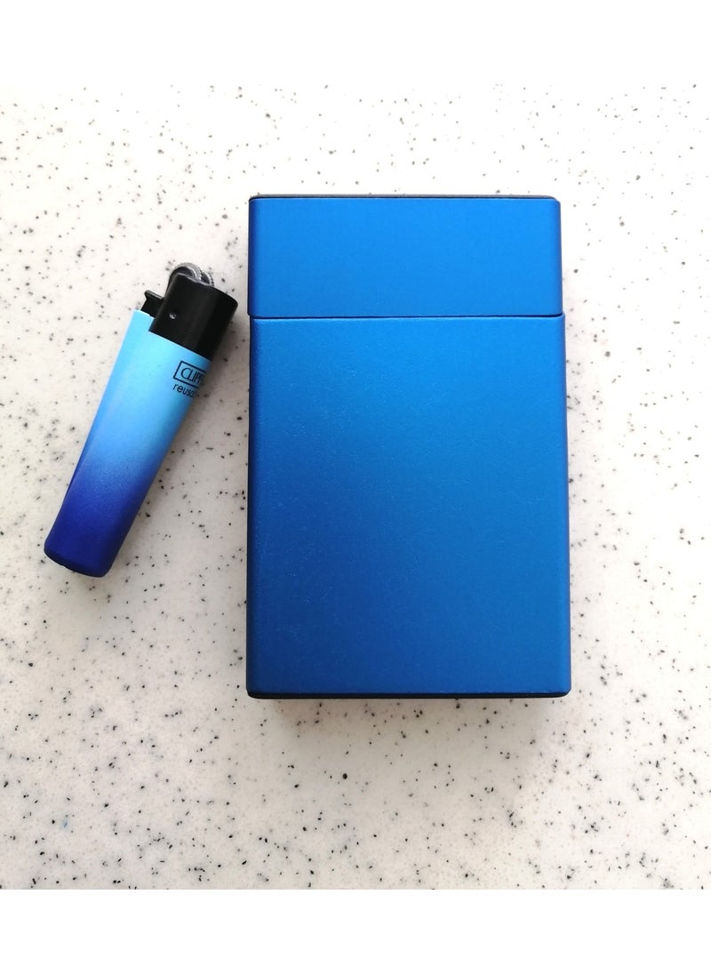 Eyo - Metal Cigarette Case Cigarette Box and Plastic Lighter Set Thin Slim Short Size - Image 1