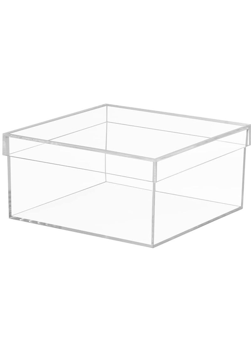 Acrylic Storage Box with Lid, Cube Organizer for Candy, Cookies, Coins, Tea, Cosmetics, Jewelry and Accessories - Durable Clear Plastic Container, Baskets, Bins & Containers for Home - Image 1