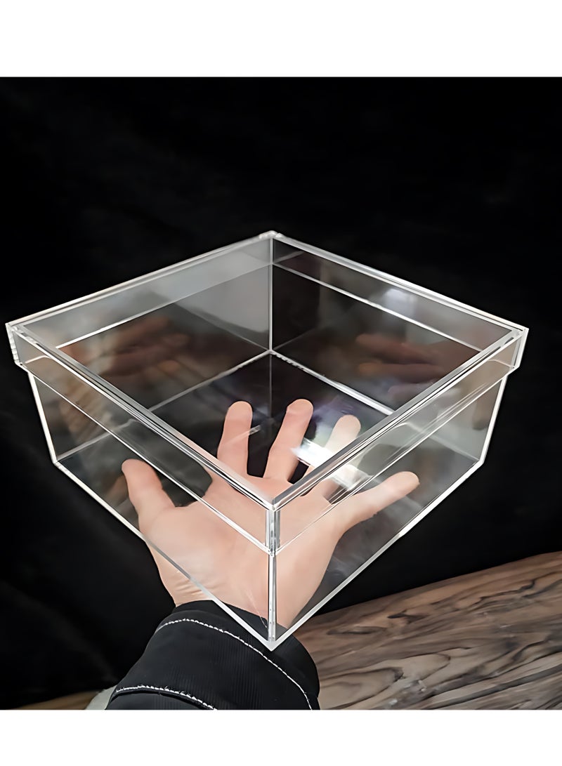 Acrylic Storage Box with Lid, Cube Organizer for Candy, Cookies, Coins, Tea, Cosmetics, Jewelry and Accessories - Durable Clear Plastic Container, Baskets, Bins & Containers for Home - Image 4