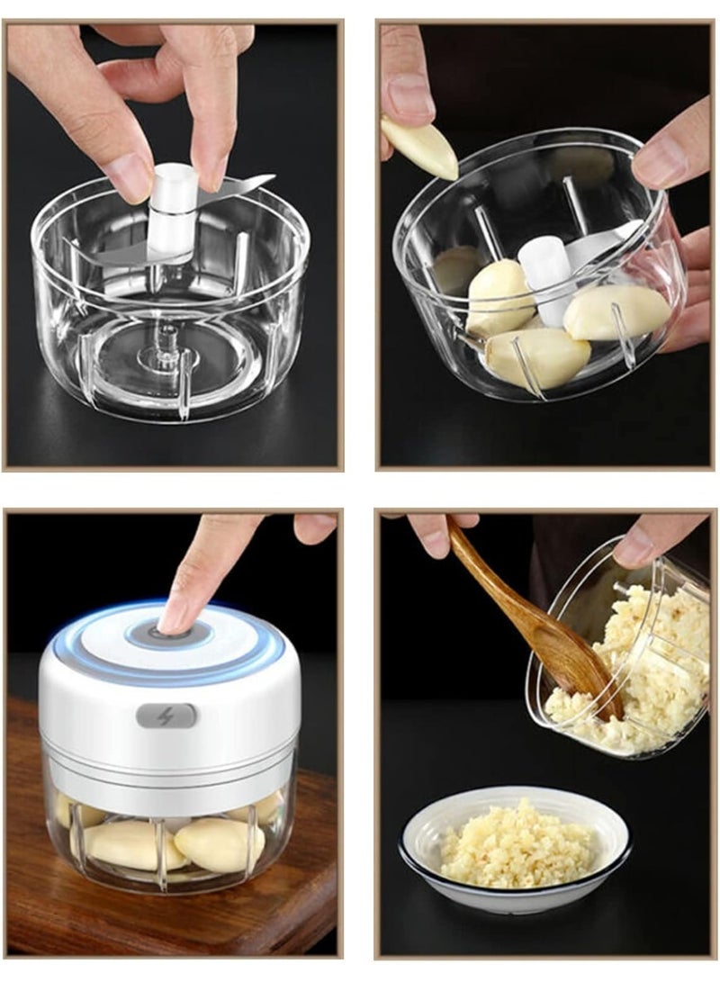 M MIAOYAN Electric Mini Garlic Chopper, 100ml Food Chopper/Garlic Mincer/USB Powered Portable Mini Vegetable Food Processor - Image 4