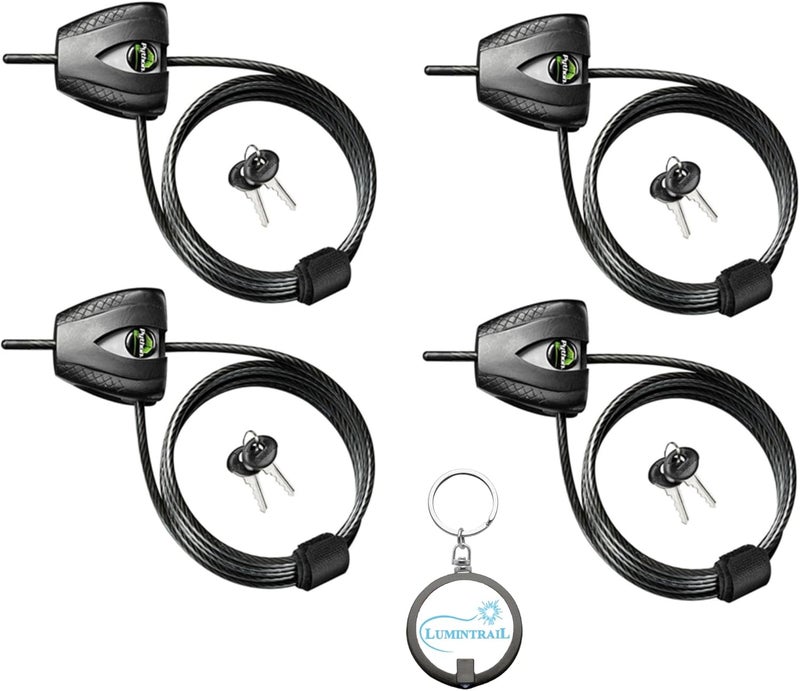 MasterLock 8417D Cable Lock, Python Adjustable Keyed Cable Lock, 6 ft. Long, 4 Pack Bundle with Keychain Light - Image 1