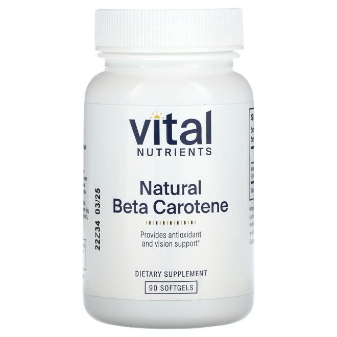 Vital Nutrients Natural Beta Carotene 90 Softgels (7500 mcg RAE per Softgel) - Image 1