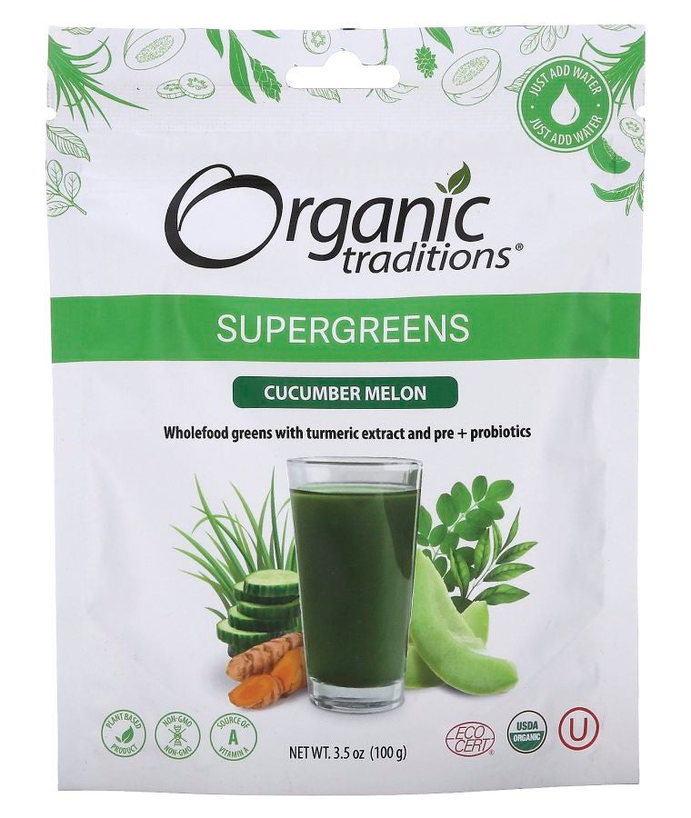 Organic Traditions Supergreens Cucumber Melon  3.5 oz (100 g)