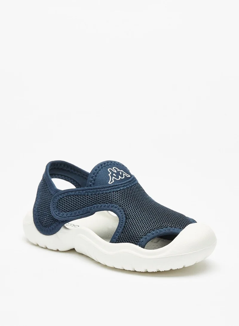 Kappa Logo Detail Slip On Sandals with Hook and Loop Closure