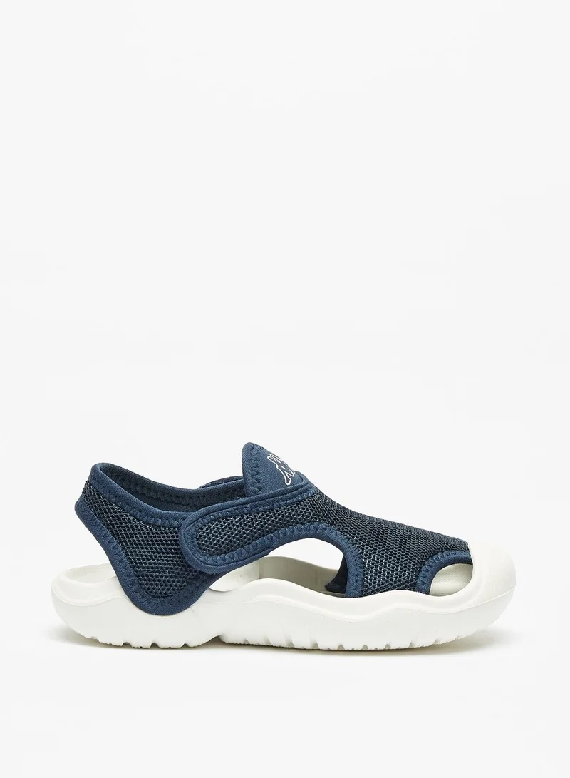 Kappa Logo Detail Slip On Sandals with Hook and Loop Closure