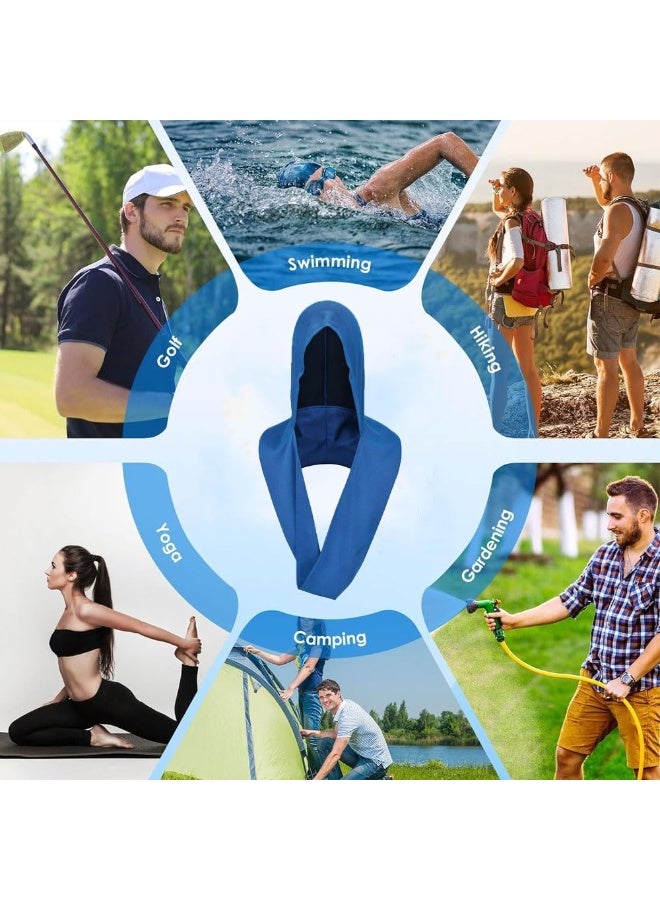 Cooling Hoodie Towel,Soft Comfortable Fast Drying Hoodie Towel Multifunctional Sun Protections Neck Wrap Scarf & Head Towel Outdoor Sunscreen Cooling Towel for Cycling Gym Yoga Camping-Blue  - Image 4
