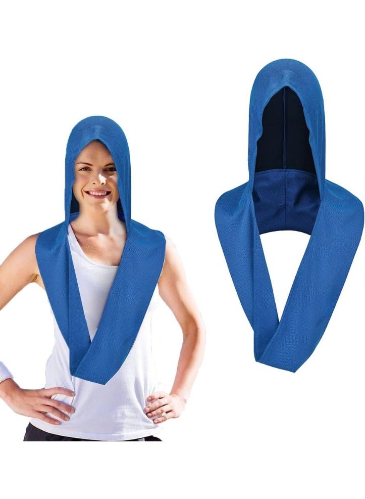 Cooling Hoodie Towel,Soft Comfortable Fast Drying Hoodie Towel Multifunctional Sun Protections Neck Wrap Scarf & Head Towel Outdoor Sunscreen Cooling Towel for Cycling Gym Yoga Camping-Blue  - Image 1