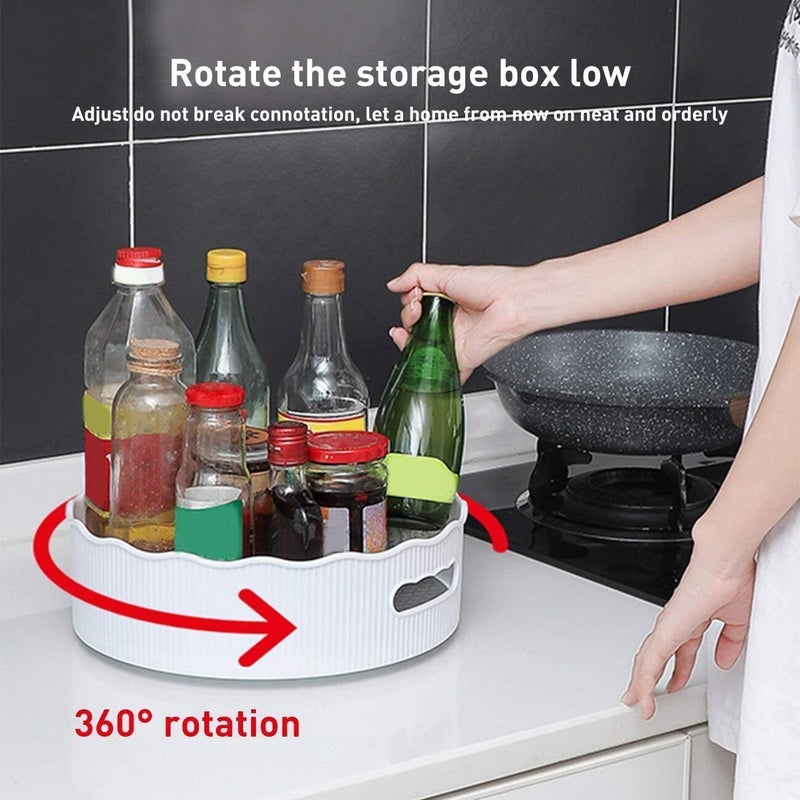 KEXES Lazy Susan Organizer 360 Degree Turntable Cabinet Organizer Storage for Kitchen Pantry Bathroom Rotating Spice Rack Organizer Round Trays for Food Seasoning Sagler Cream - Image 5