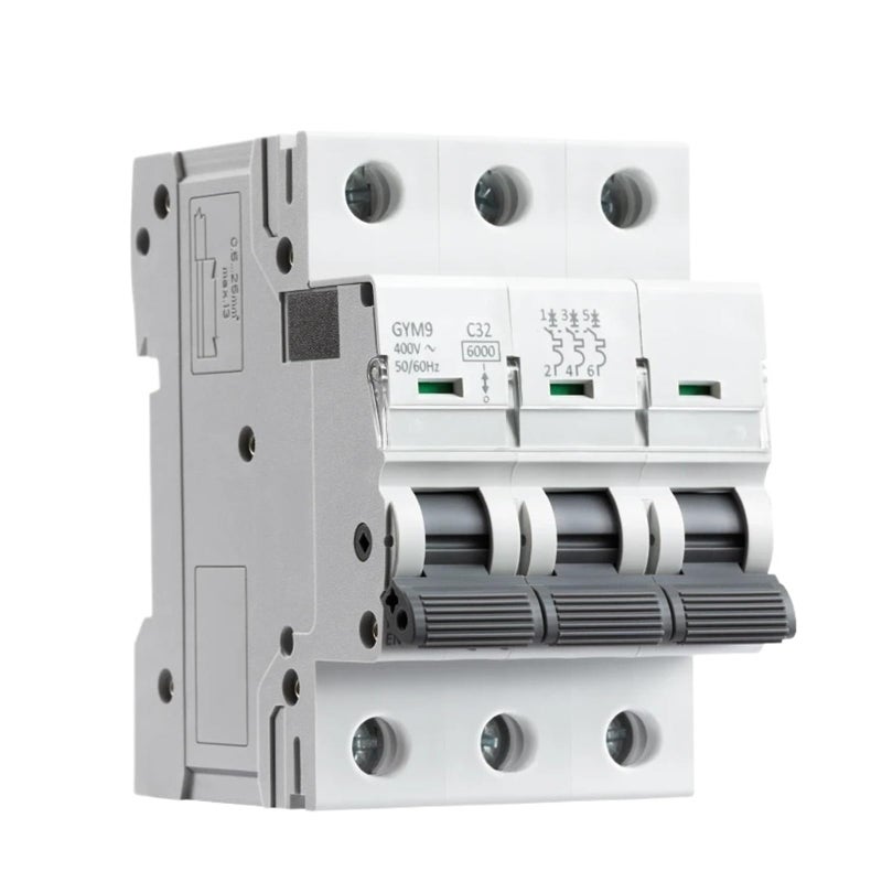 قاطع الدائرة المصغر MCB 3 قطبي منحنى C 50A 6A 63A نوع AC تركيب سكة دين - Image 2
